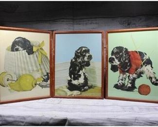 4 Vintage Framed Saturday Evening Post Cocker Spaniel Butch Cover Prints