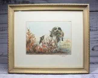 Vintage Billy Chestnut Framed and Signed Portrait of a Hunting Dog