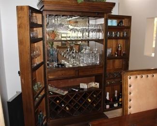 Wine/liquor bar cabinet - all type of glassware - Waterford, Lenox, Riedel