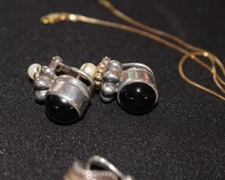 Onyx and Sterling clip ons