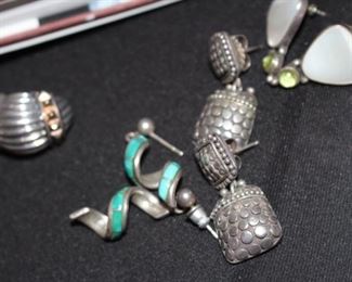 Inlaid turquoise sterling earrings