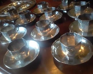 12 piece coin silver cup and Saucers