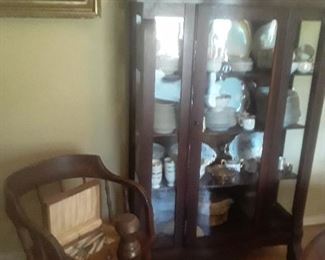 Antique China Cabinet   Gold and White china