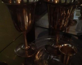 STERLING Pair of  Tall Stem Goblets