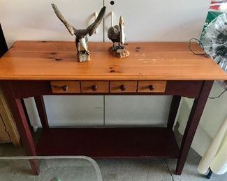 Sofa Table & Hand Carved Eagle and Pelican