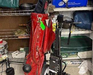 Golf bag and carrier; golf clubs