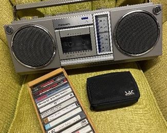 Boom box and cassette tapes