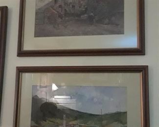 4 framed village and labdacape scenes
