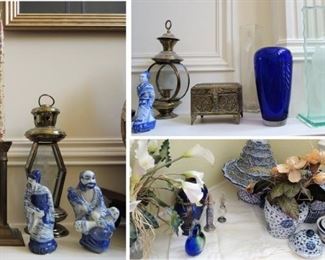 Blue and white decor,  Brass