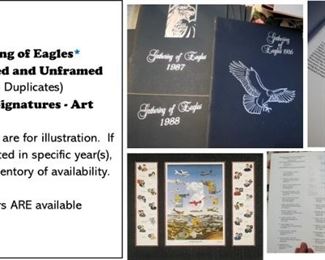 Gathering of Eagles Aviation Lithographs.  Signed by Artist and Aviators. Some framed - some unframed - some duplicates. Most years available