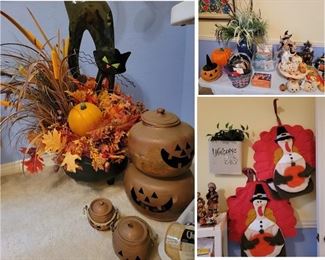 Copper Jack-o-Lanterns, Thanksgiving Chair Backs (4), Floral Decor - Pumpkin decor