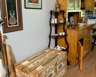 Painted Antique Trunk
Antique Corner Shelf
Kitchen Cupboard
misc