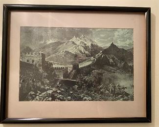 Vintage framed Wall of China print