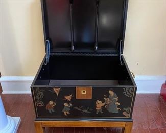Drexel lacquered storage chest on stand