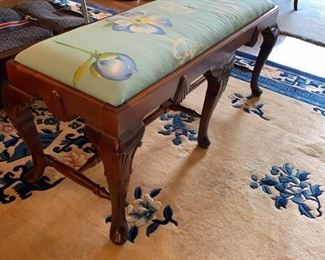 Chippendale style upholstered bench