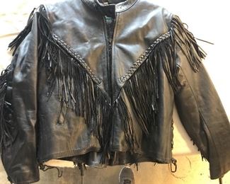 Women medium fringe leather Harley jacket