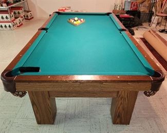$100, 8' Gandy Slate Pool Table w/cues & balls