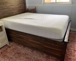 Queen platform bed with end drawers.   Mattress NOT for sale  $350