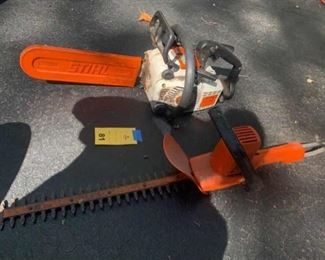 Stihl chainsaw, Black and Decker hedge trimmer