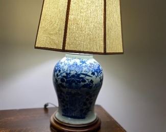 Pair of Antique Flow Blue Lamps