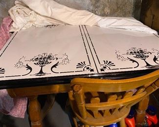 Vintage Enamel Top Table with extensions on both sides