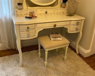 Cream vanity with mirror