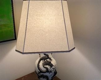 Antique Chinese Crackle Lamp with Dragon