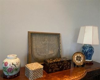 Flow Blue Lamp (there is a pair) and decorative items