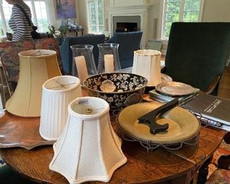 Lamp shades (including a Waterford Shade), decor, etc. 