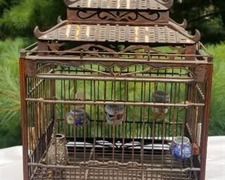 Asian Pagoda Wooden Bird Cage