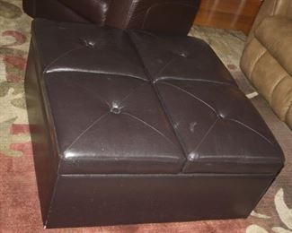 LEATHER COFFEE TABLE / OTTOMAN WITH STORAGE