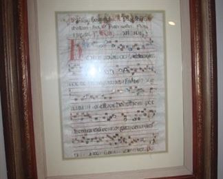 ANTIQUE FRAMED 'OLD ENGLISH' MUSIC ROLL 