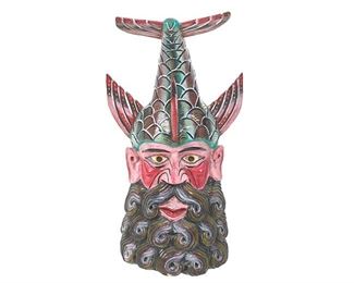 20th C. Mexican Folk Art Barbones Alebrije Mask