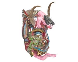 20th C. Mexican Folk Art Horned Mask