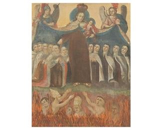 20th C. Mexican Folk Art Retablo, Santo Nino de Atocha
frame: 17"h x 13"w