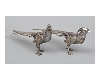 Spanish Sterling Silver Figural Table Pheasants
