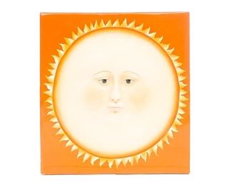 Sergio Bustamante, red sun, signed, paper mache