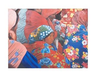 David Villasenor, waiting, acrylic on canvas,
frame: 70"h x 94.5"w