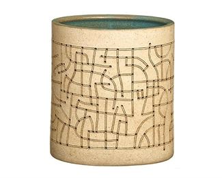 Gustavo Perez, ceramic vase with abstract motif, marked 319-93