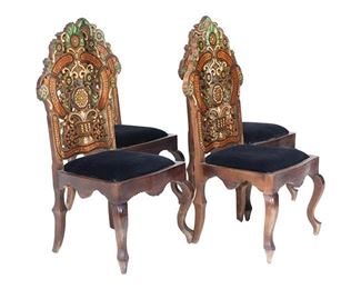 Set of four Spanish Colonial Revival style dining chairs