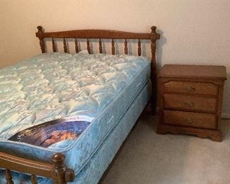 Solid Wood Country Bed And Nightstand.