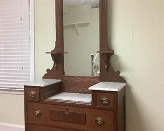 Vintage Dresser With Marble