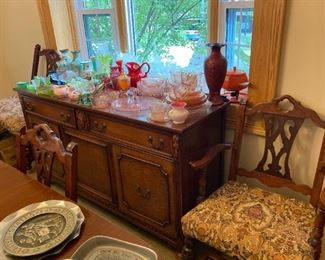 1920's buffet and dining chairs