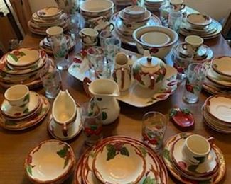 Huge set of vintage handpainted Franciscan Ware  dishes and glasses