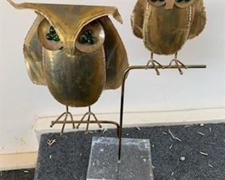 Mid - C brass owls sculpture (Curtis Jere?)