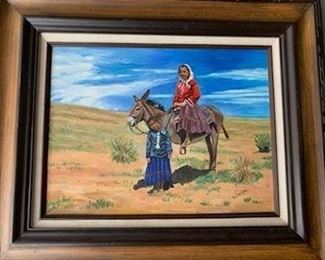 Belarmino Esquibel 'Navajo Girls' oil/board