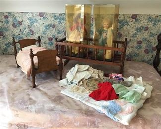 Antique Doll Beds, Clothes More