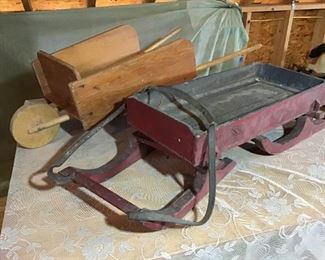 Antique Sled Wheelbarrow