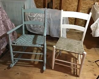 Blue White Woven Chairs