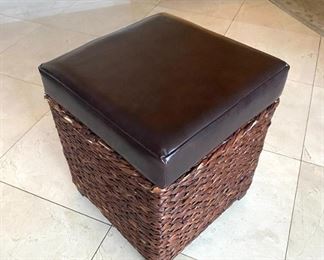 Wicker and Leather Foot stool with Storage 